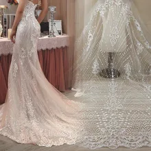 Супер горячий стиль великолепное белое свадебное платье тюль вышивка кружевная ткань ширина 130 см от кутюр дизайнерская ткань