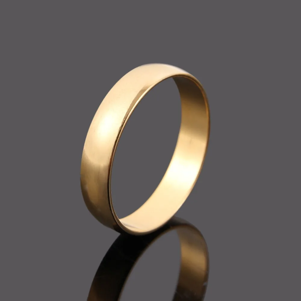 Модное кольцо 24 к 4 мм 6#7#8#9# итальянское модное кольцо золотого цвета, обручальное кольцо, ювелирные изделия