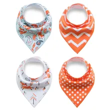 4 шт./партия, Детские хлопковые нагрудники с милым принтом, мягкий бандана, шарф с треугольниками для малышей, слюнявчик для младенцев