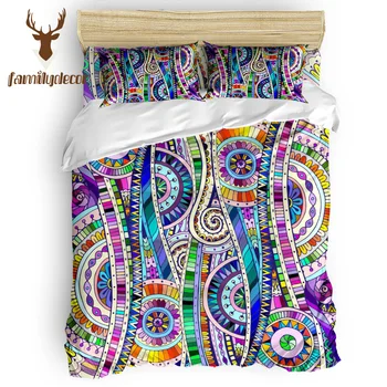 

FamilyDecor Indian Ethnic Style Colorful Patterns Bedding Set Luxury Comforter Bedding Sets 3D King Size Red Blue Cotton DHL Fre
