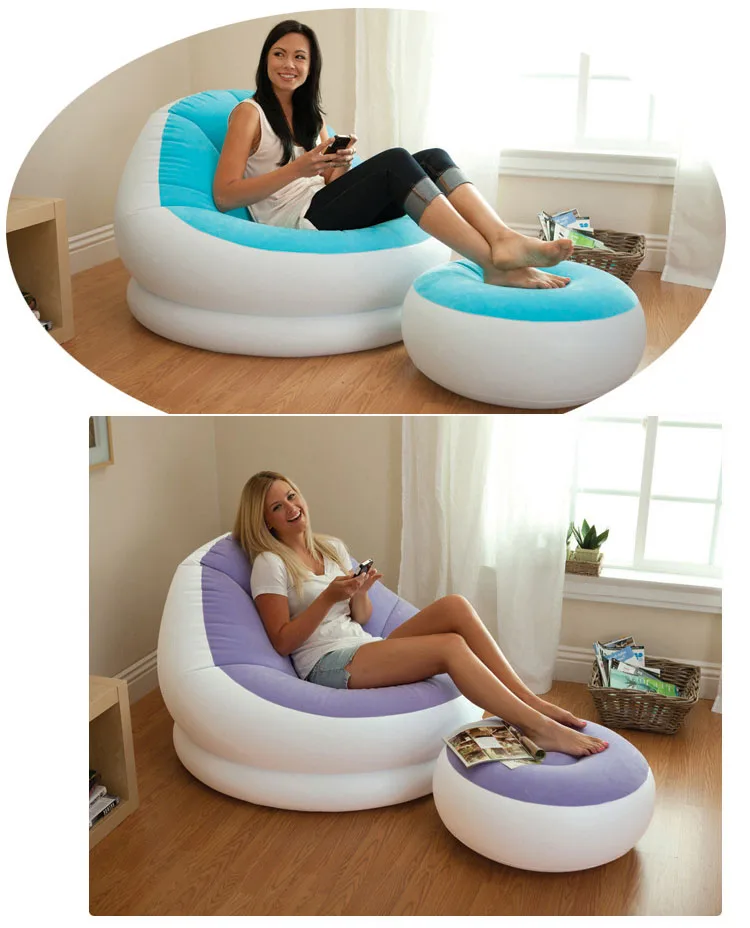 INTEX роскошный Флокированный надувной диван-комбинация ленивый диван для отдыха одна накидка для кресла 68572 с насосом
