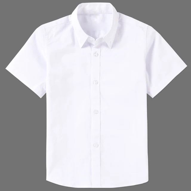 Boys White Shirts for Kids Clothes Solid Cotton Short Sleeve Formal