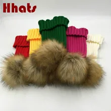 Который в душе 18 цветов помпон с искуственным мехом женские зимние шапочки бини искусственный енот меховая шапка теплая Вязанная женская шапка