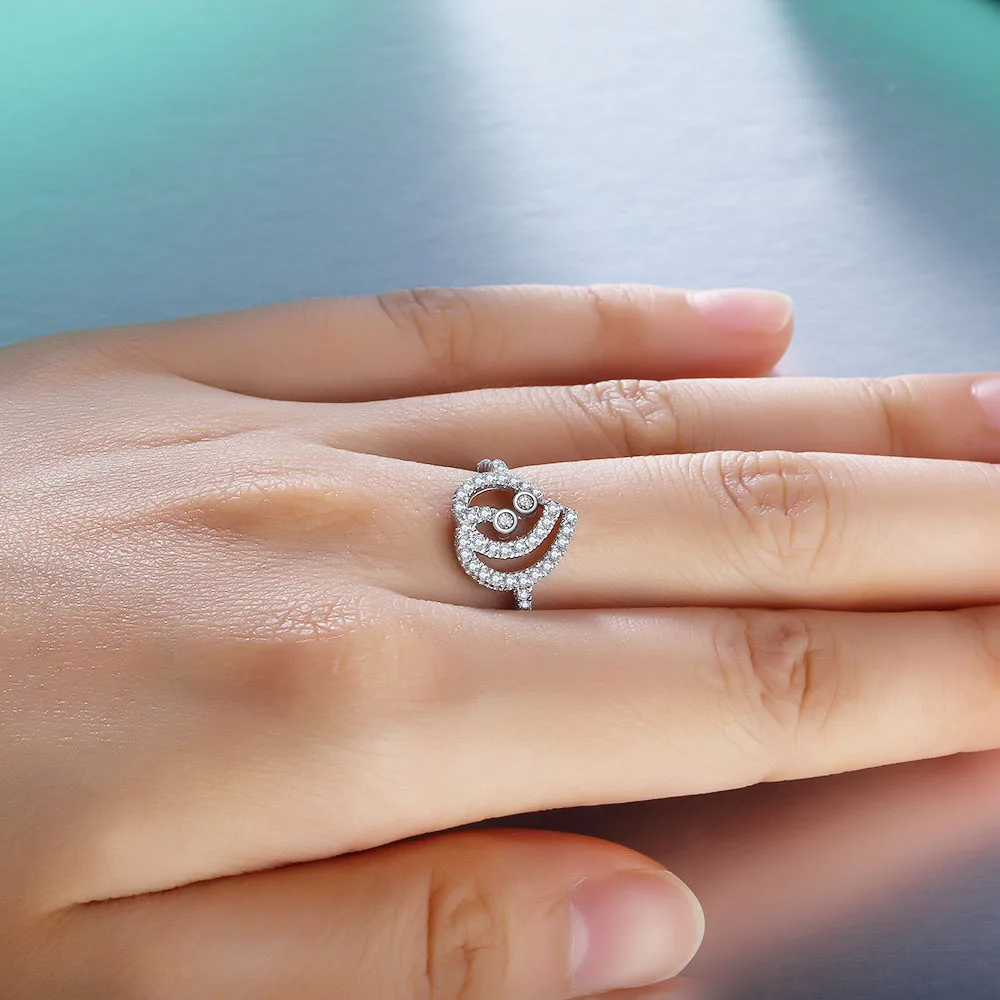 Luxurious Heart Design Cubic Zirconia 925 Sterling Silver Party Rings For Women Best Gift For Her (JewelOra RI101735)