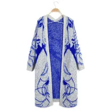 New-European-Heat-Sell-Autumn-Women-Knitted-Sweater-Cardigan-Fashion-Bat-Sleeves-Print-Long-Section-Loose
