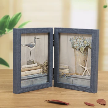 

1PC 360 Degree Foldable Desktop Picture Frame, Creative Gift For Friend Home Decoration Photo Frame, Vintage Wood Photo Frames