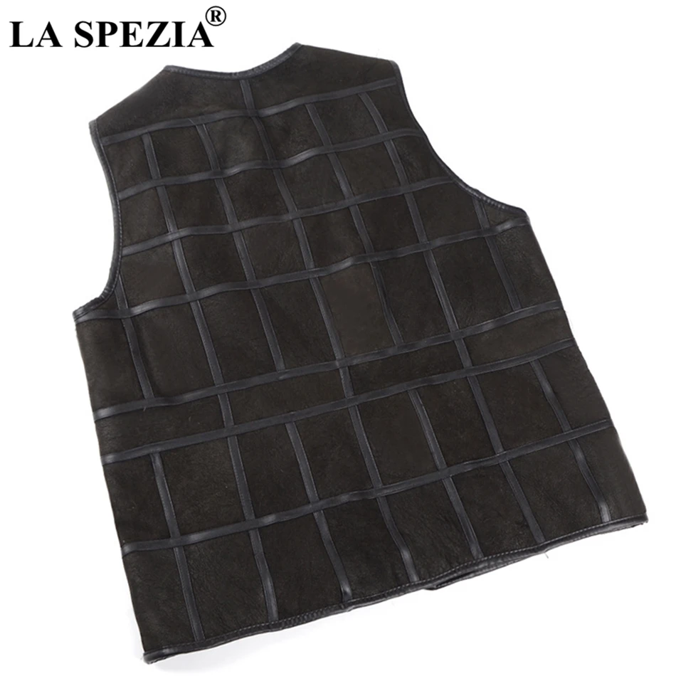 Hombres Brown Macho Invierno Genuino 2019 Piel Negro Clásico Mangas Zip Chaleco De Black Chaquetas Espesor Cuero dark Spezia La Sólido Sin Oveja 184nWwpqIz