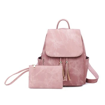 

Vintage PU Leather Backpack Female Tassel Bagpack Women 2018 School Bag Set Notebook Book Bag Cute Waterproof P902