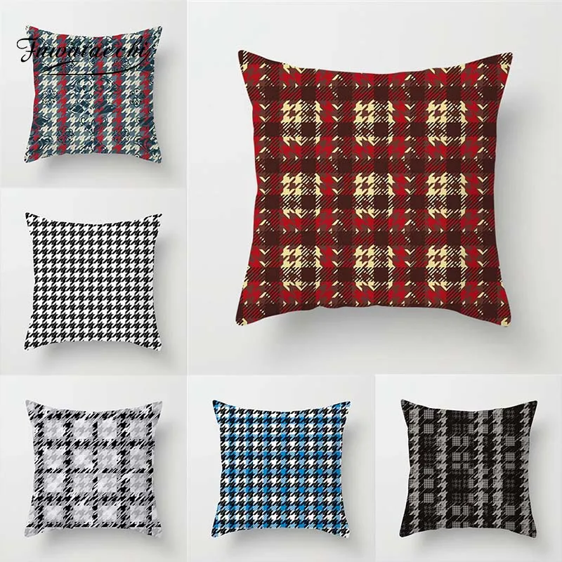 

Fuwatacchi Scottish Plaid Cushion Cover Endless Plaid Stripes Pillow Cover Home Car Seat Room Sofa Decorative Pillowcases
