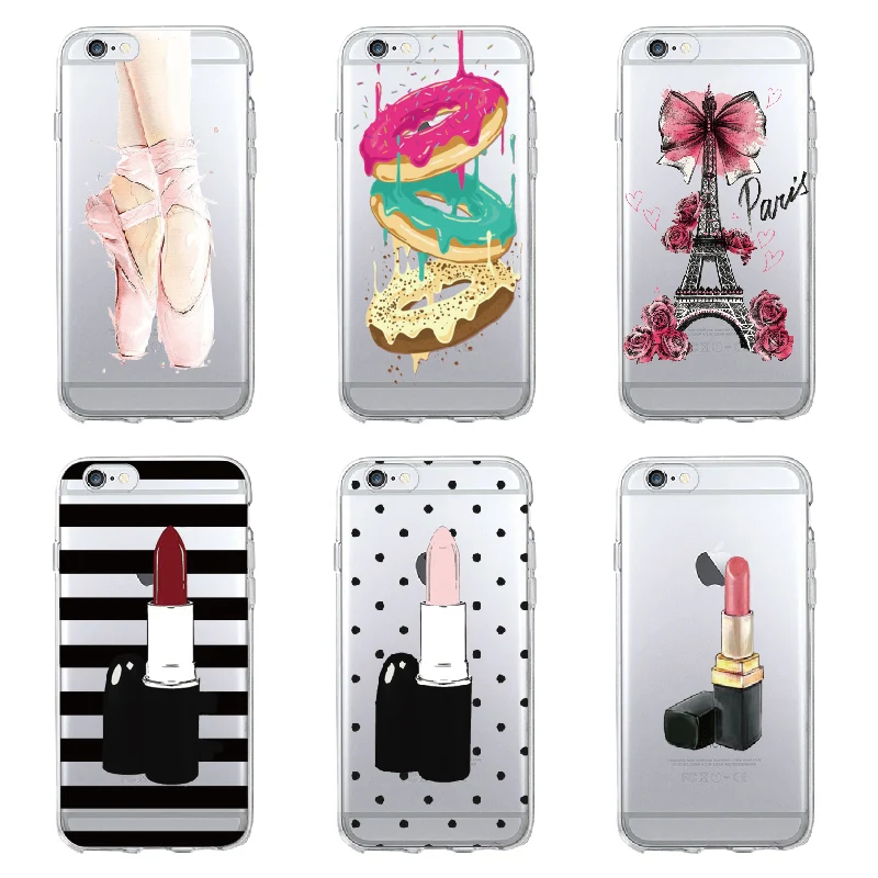 

Fashion Girl Macaron Eiffel Lipstick Ballet Phone Case Fundas Coque Cover For iPhone 5 7 7Plus 6S 8 8PLUS X XS Max SAMSUNG