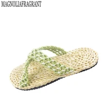 Для мужчин широкополосный простая жизнь соломенные сандалии и шлепанцы тапочки с рисунком "в елочку" сандалии ручной работы h276