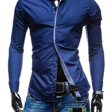 Весна двойной воротник slim fit Мужская рубашка сплошной длинный рукав хлопковый в британском стиле мужская рубашка