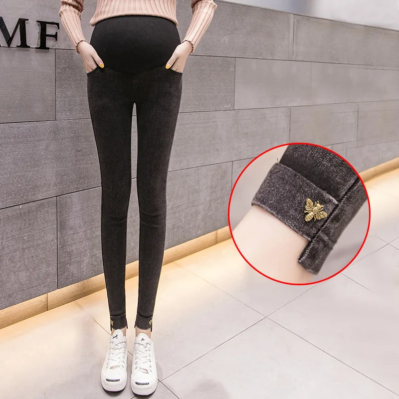 

Abdominal Maternity Jeans Skinny Pencil Pants Clothes For Pregnant Women Pregnancy Jeans High Stretch Gravidas Spring Pants