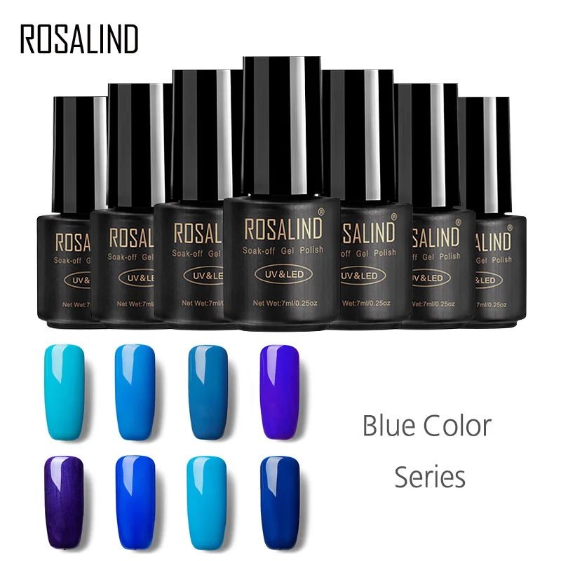 

ROSALIND Gel 1S 7ML Popular Gel BLUE Color Series UV LED Varnish Gel Acrylic for Nail Gel Polish Nail Art 2017 Fashion