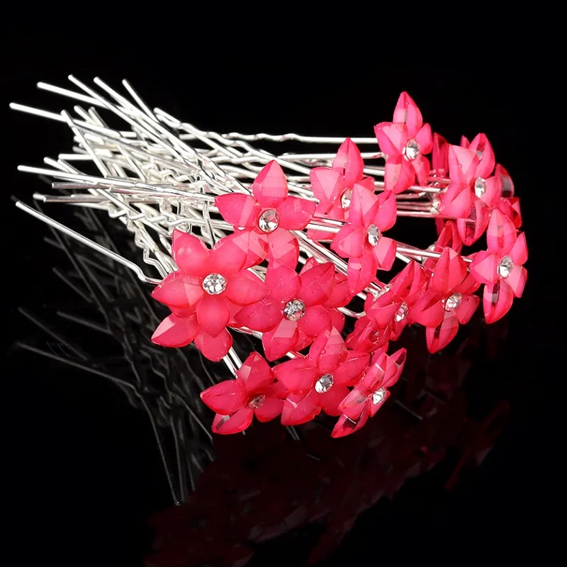 

20Pcs/Lot Crystal Rhinestone Flower Hairpins Hair Clips Women Wedding Bridal Jewelry Bride Headdress Hair Accessories