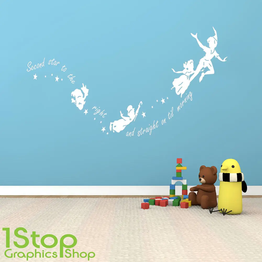 Горячая продажа стикер на стену DIY Tinkerbell вторая звезда справа Питер Пэн росписи