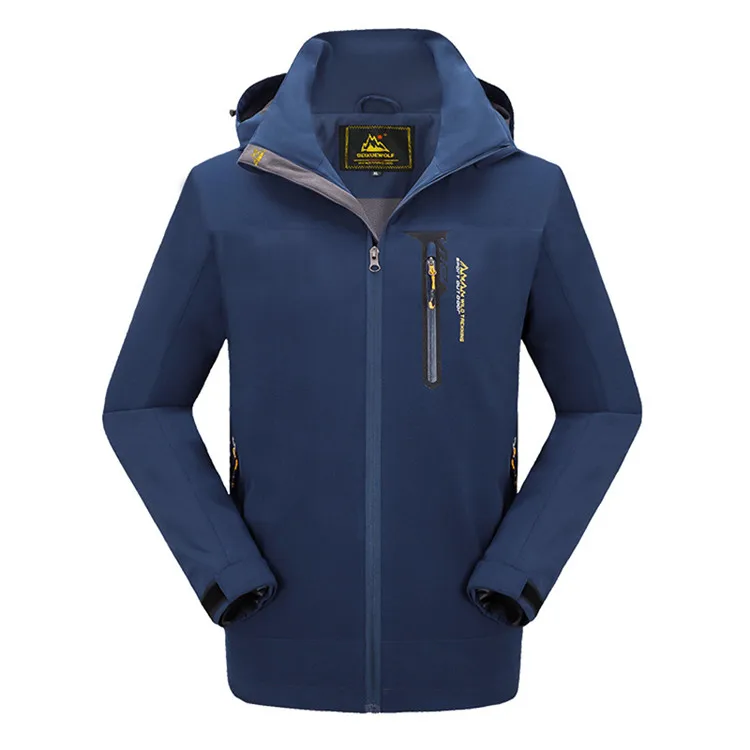 Маунтинскин 8XL Новинка Осень Весна Мужская куртка водонепроницаемое пальто софтшелл с капюшоном женская верхняя одежда мужская s брендовая одежда SA423 - Цвет: Men Dark Blue