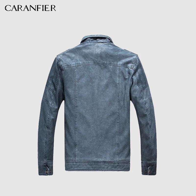 Куртка CARANFIER мужская из моющейся кожи утепленная Байкерская куртка