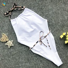 Бандажный купальник, боди с открытой спиной, Женский цельный купальник, Леопардовый купальник, монокини, стринги, купальник, женский купальник