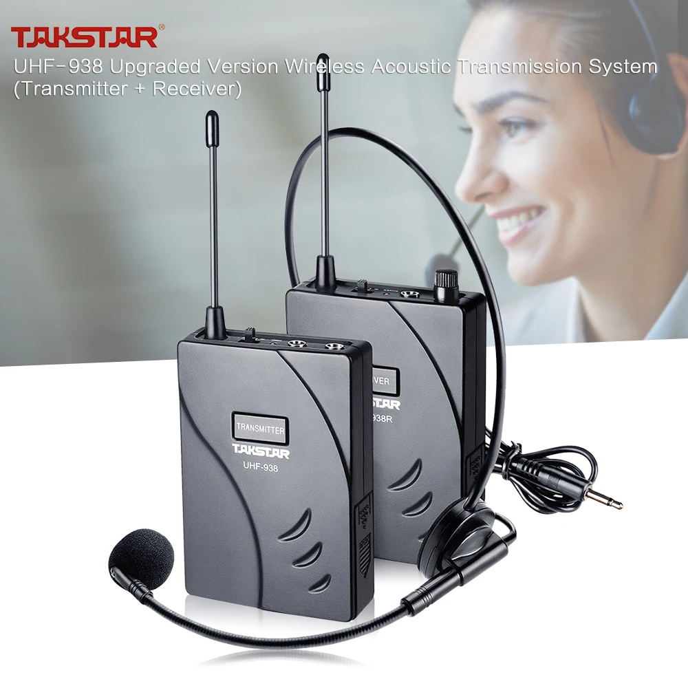 TAKSTAR UHF-938 улучшенная версия беспроводная акустическая система передачи гида 50 м эффективный диапазон 432,5-433,5/433-434 МГц