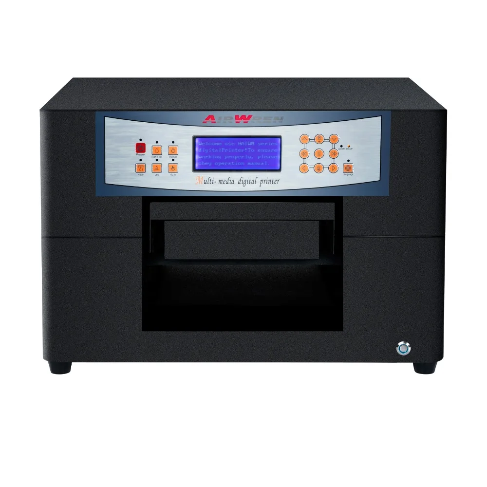 

A4 Size 6 Color Digital UV LED Phone Case Flatbed Printer with CMYK+2W Flatbed Inkjet Digital Printing Machine For Dog Tag