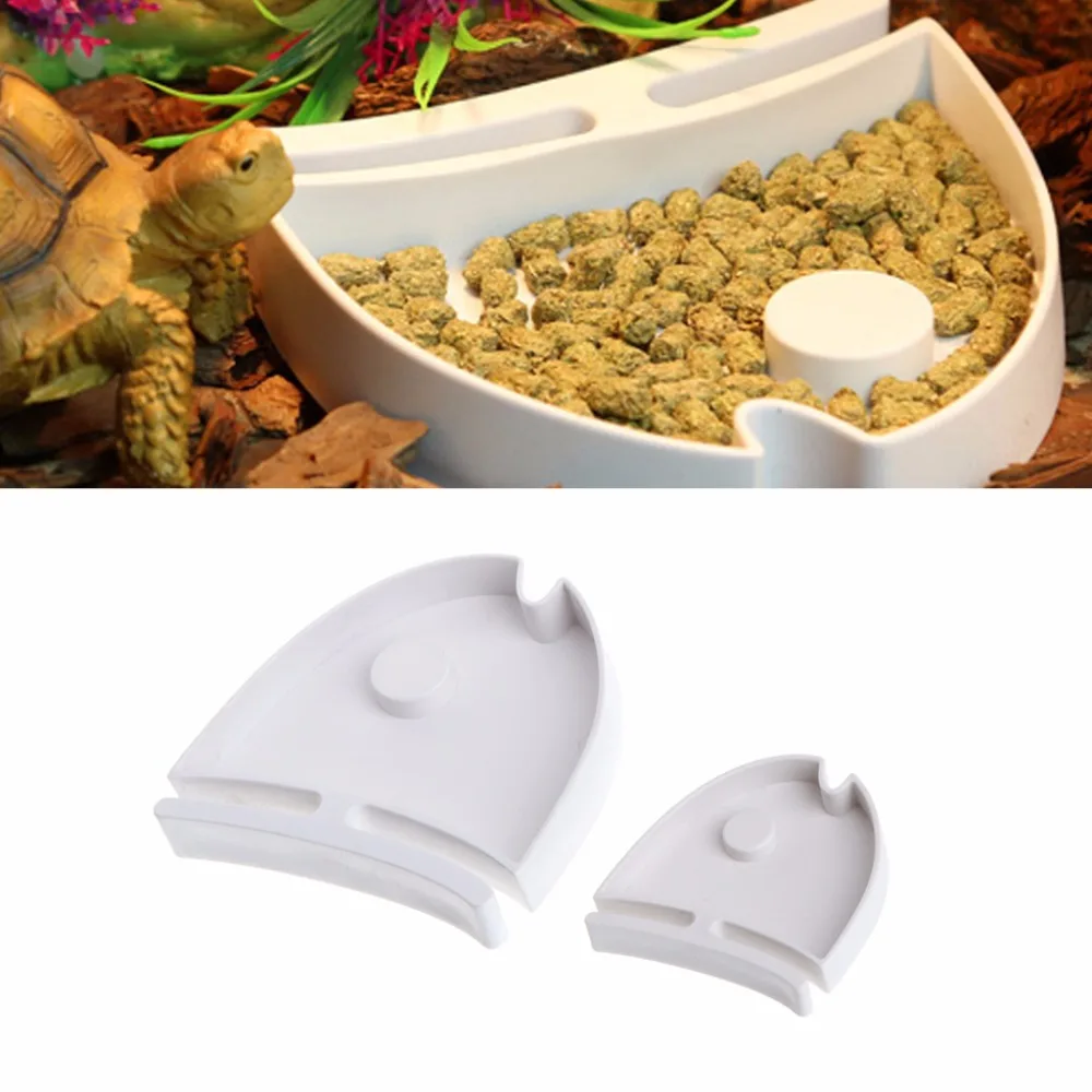 1Pc Fish Shape Reptile Feeder Food Water Dish Bowl Basin Holder 2 size