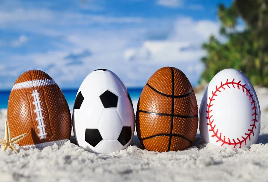 

Laeacco Photo Backdrops Tropical Sea Beach Sand Easter Eggs Lovely Soccer Blue Sky Baby Child Photo Backgrounds Photo Studio