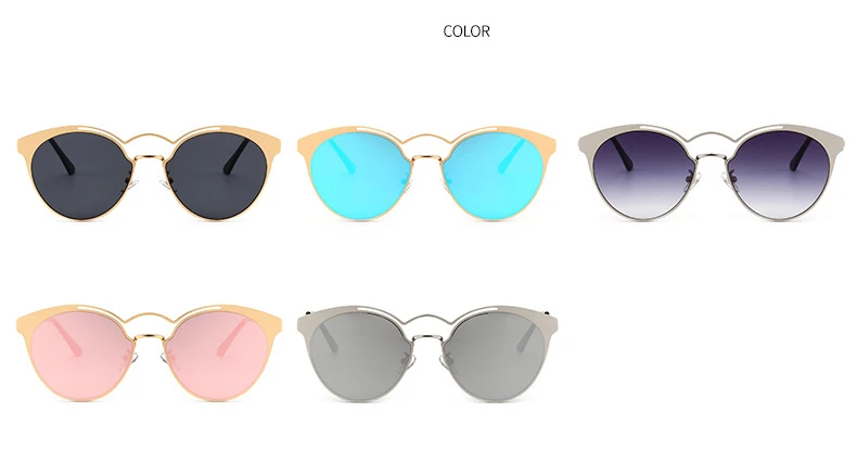 Модные солнцезащитные очки Для мужчин Для женщин личность яркая металла творческий круглая рамка солнцезащитные очки полые мост кадра