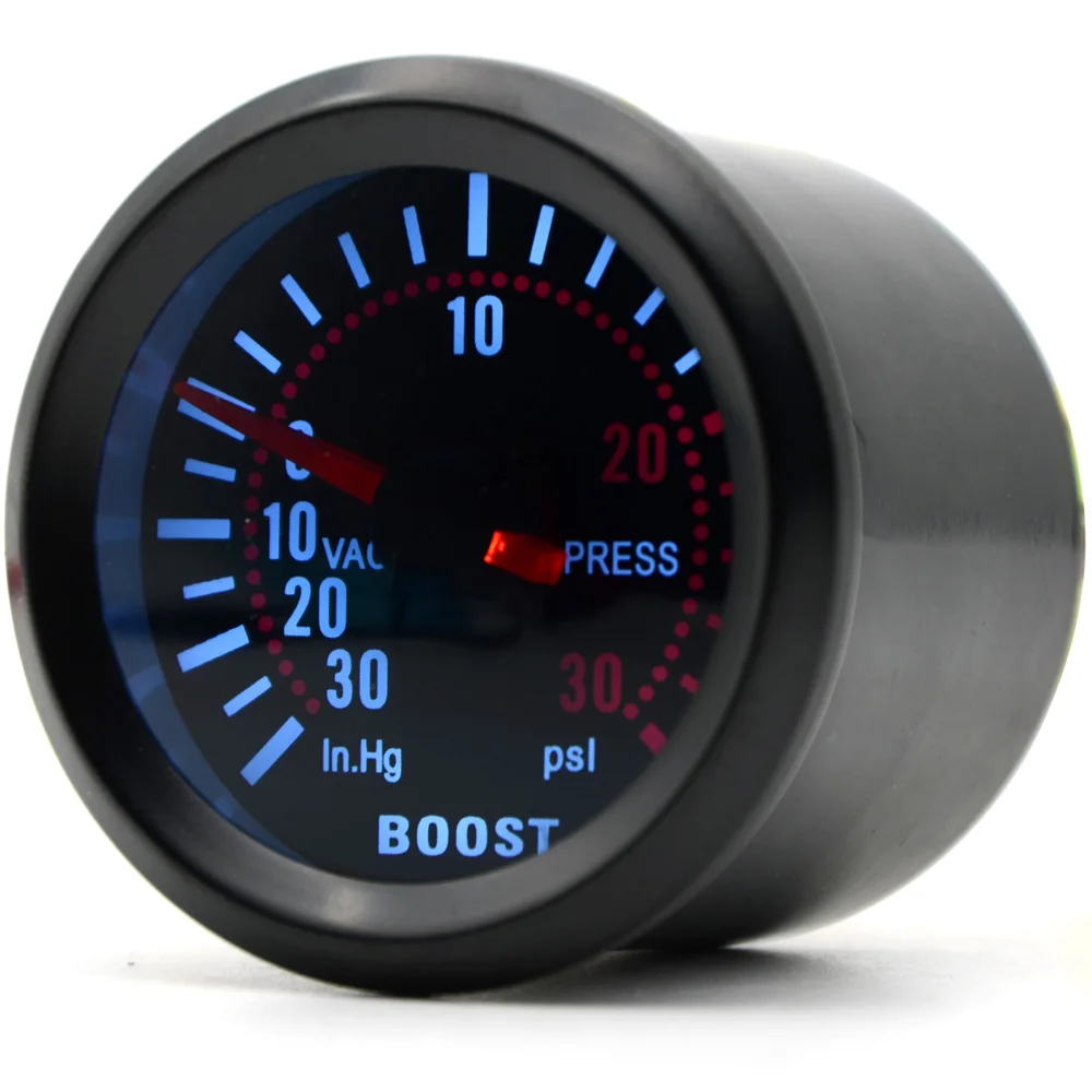 2 ''52 мм Универсальный дымовой Объектив Turbo Boost Gauge PSI Boost Gauge датчик светодиода метр Автомобильный датчик