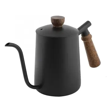 

600mlNon-Stick Food Grade Stainless Steel Drip Kettle Gooseneck Kettle Coffee Pot With Wooden Handle Milk Jug Coffee Tea Pot