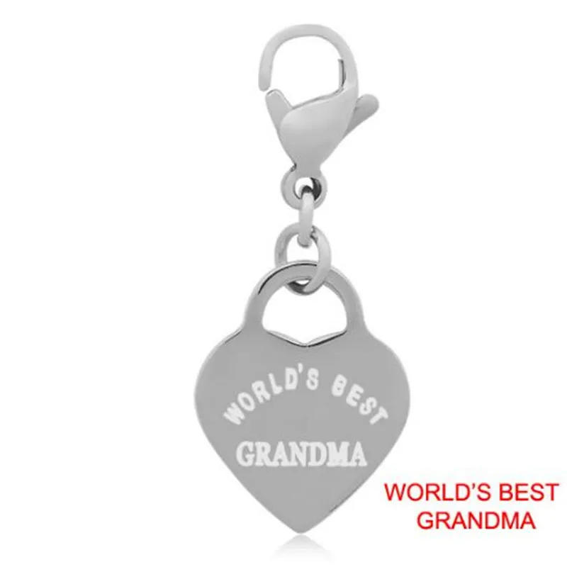

Wholesale reward to the grandmother.Order of kindness and caring "worlds best grandma" charms 14*32mm 2g