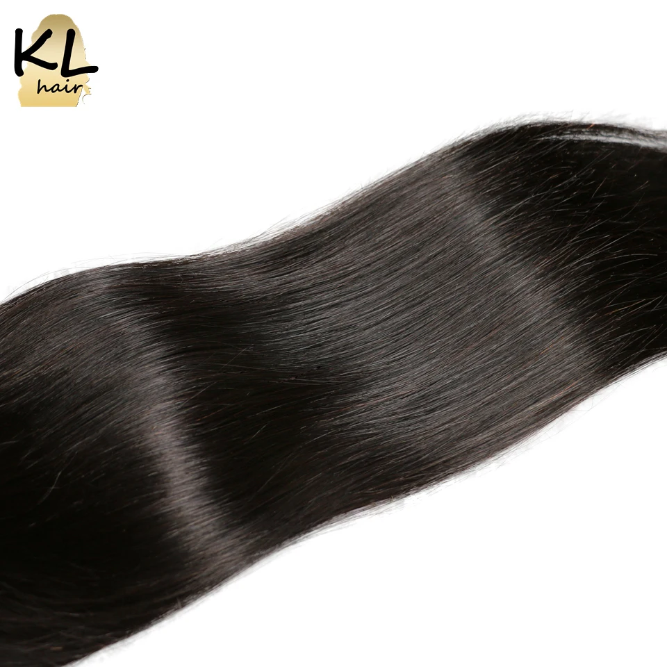 KL Hair 4x4, прямые волосы на шнуровке, свободная средняя часть, 3 части, человеческие волосы, натуральный цвет, бразильские волосы remy, отбеленные узлы с детскими волосами