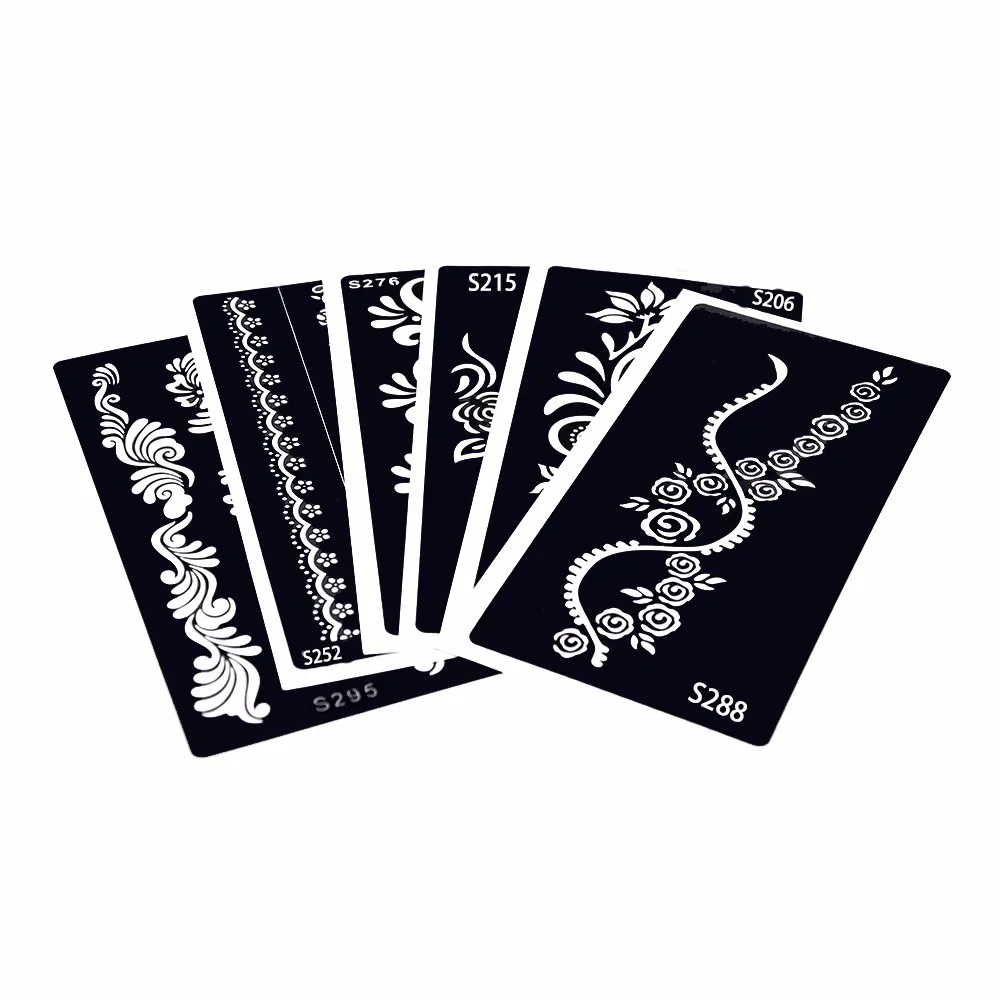 6 Sheet Wrist Body Art Henna Tatoo Stencil Flower Patter Bracelet Design Women Makeup Mehndi Tattoo Templates Party Gift S200#07 (2)