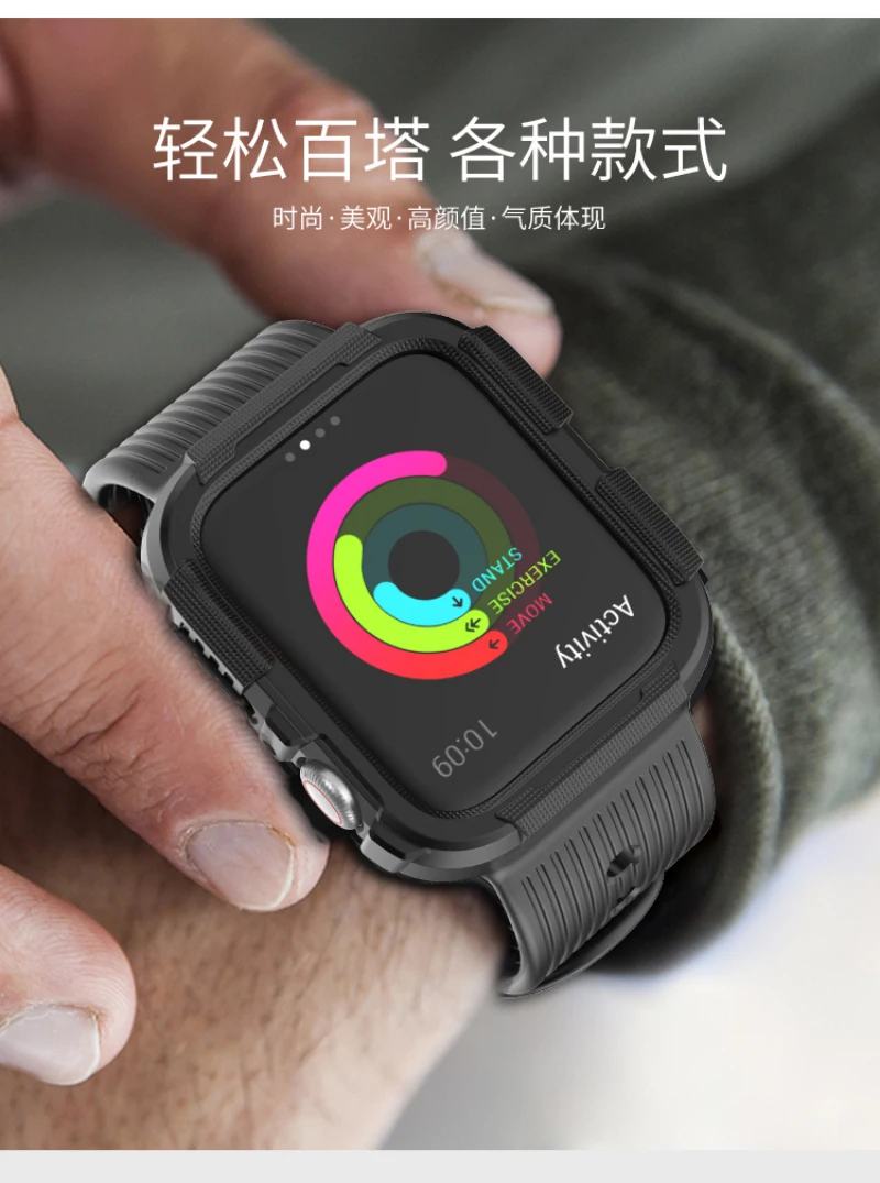 Мягкий силиконовый сменный спортивный ремешок для Apple Watch, серия 4, браслет на запястье, ремешок для iWatch 44 мм, 40 мм, защитный чехол, крышка