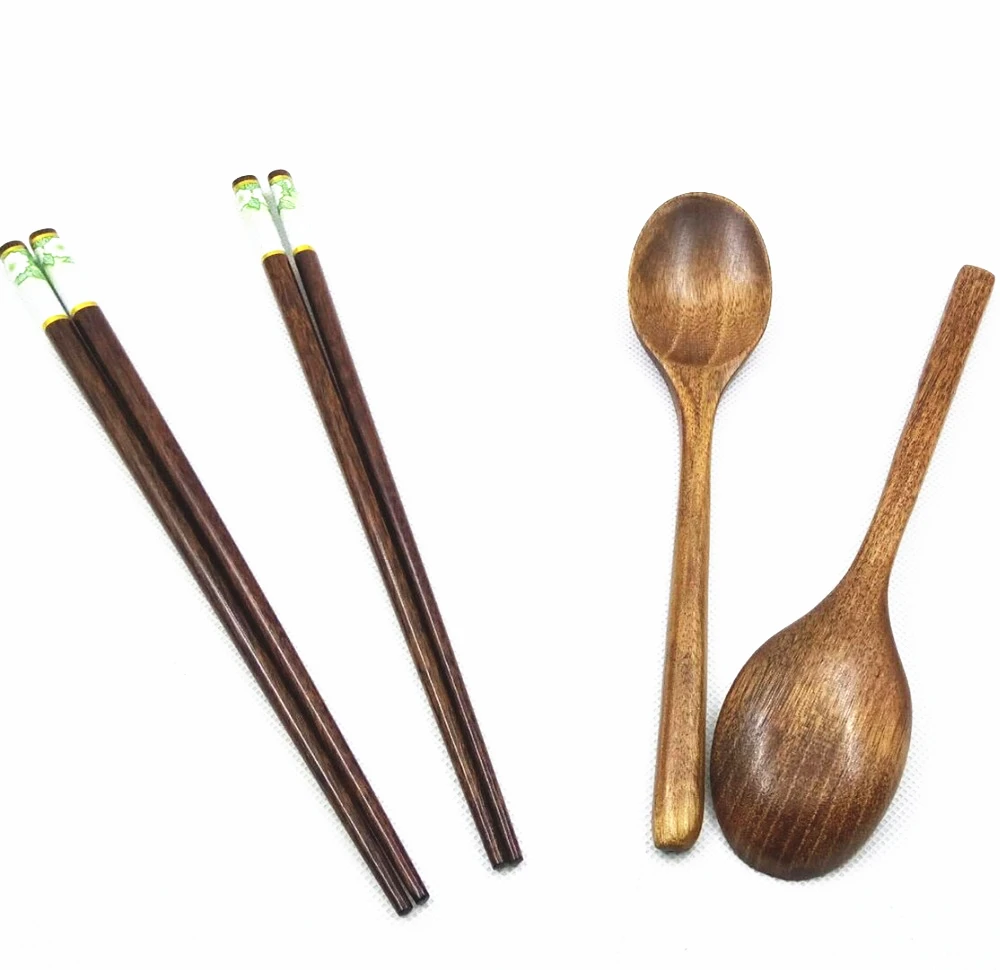 Chinese Style Natural Wood Sumpit Scoops Set Portable Creativity