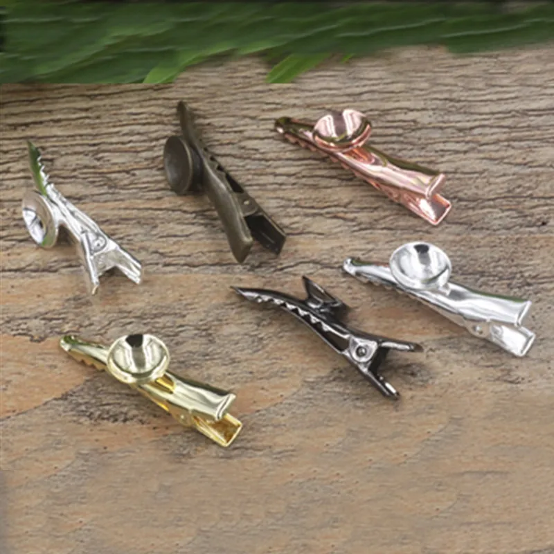 

20 PCS 10mm Round Cabochon Base 6 Colors Plated Duck Clip Blanks Hairclip Base Hairgrips Setting Hair Jewelry For Jewelry Making