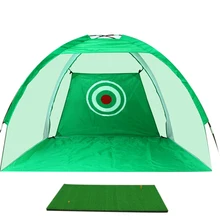 2M Foldable Golf Cage Practice Hitting Net Training Aid Mat for Indoor Outdoor Garden Grassland Nylon Water Resistant Removable