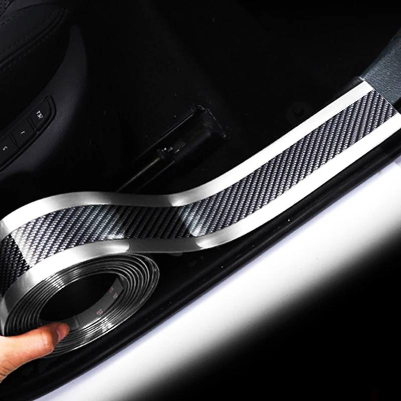 

Car Stickers 5D Carbon Fiber Rubber Protector Door Sill Sticker Auto Styling Cars Bumper Strip Protectors Exterior Accessories