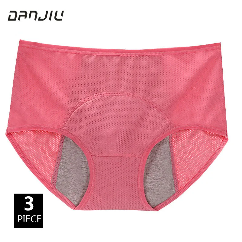 

3PCS Sexy Mesh Hysiological Period Leak Proof Menstrual Panties Waterproof Quick Drying Solid Women Underwear Soft Lady Breifs