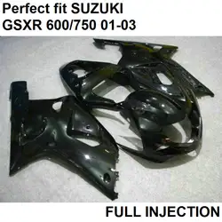 Черный литье под давлением бесплатная настройка обтекатель комплект для Suzuki GSXR600 01 02 03 обтекатели комплект GSX-R 750 2001 2002 2003 LV24
