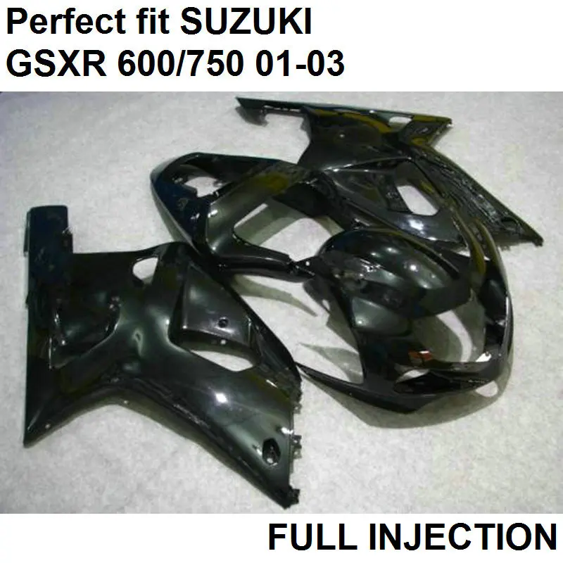 Черный набор обтекателей без литья под давлением для Suzuki GSXR600 01 02 03 обтекатели GSXR
