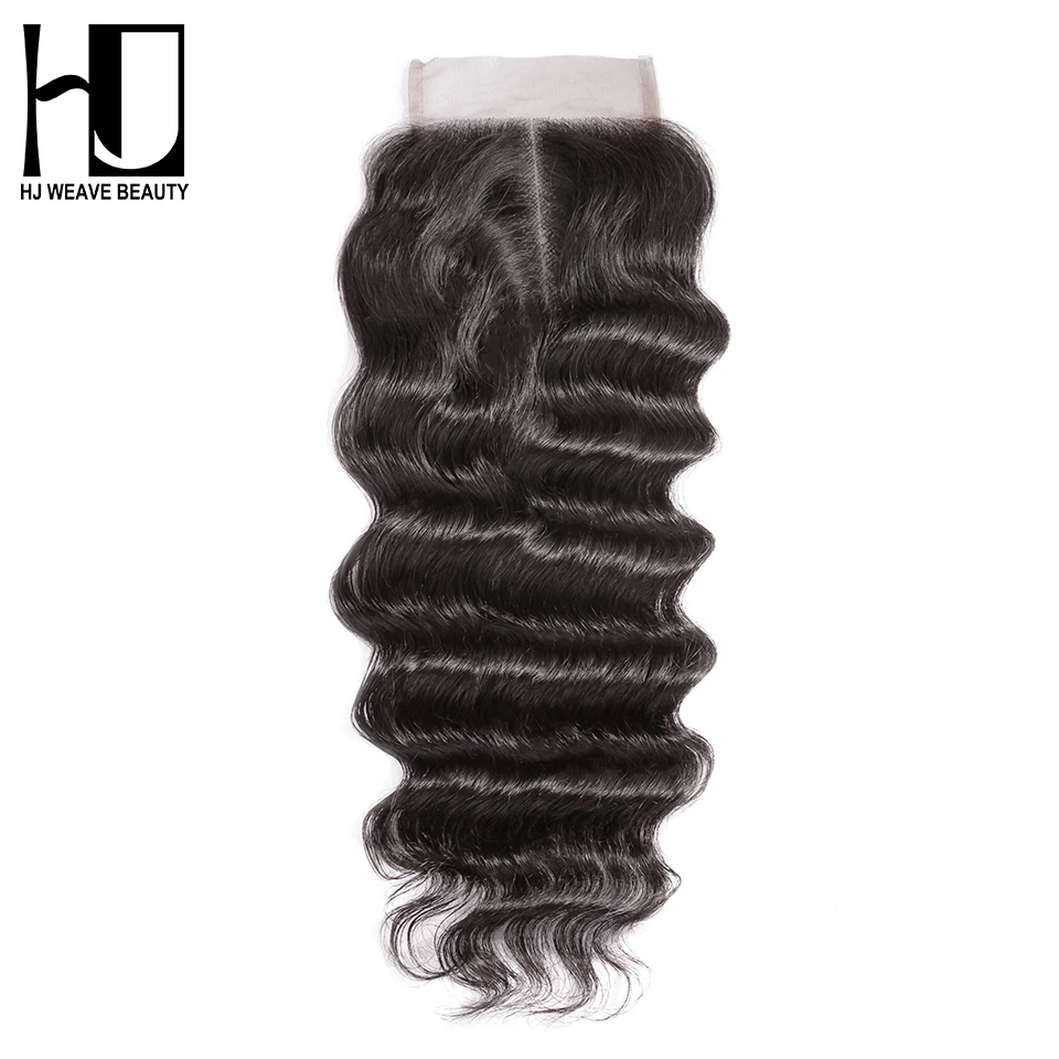 HJ WEAVE BEAUTY кружевная застежка натуральные волнистые перуанские прямые волосы средняя часть 4 ''x 4'' 100% человеческие волосы Чехол Бесплатная