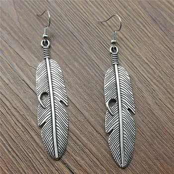

Dangle Earring 59x16mm Feather Charm Drop Earring For Women Dropshipping Vintage Fashion