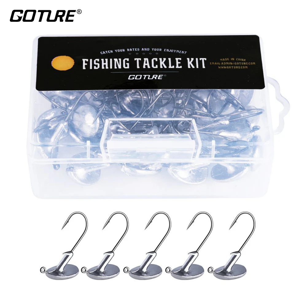 

Goture Tumbler Lead Jig Head Fishing Hook 3.5g 5g 7g 10g 14g Carbon Steel Fishinghook with Strong Fishing Lure Box for Soft Lure