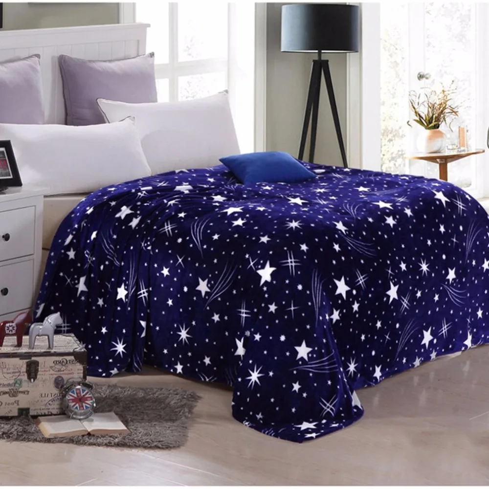 

Bright Stars High Density Ultra Soft Warm Plush Flannel Sleep Couch Blanket Bedding for Bed Drop Shipping