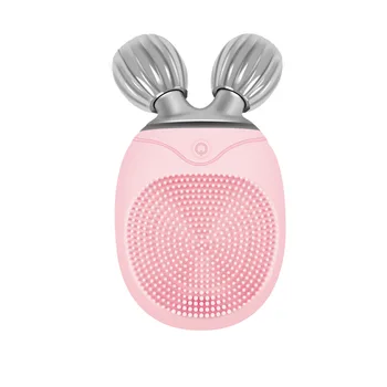 

3 In 1 Portable Electric Massage Facial Cleansing Brush Silicone Vibrating Washing Mini Wrinkles Reducing Soft 3D Roller Face