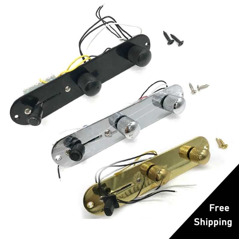 

Chrome/Gold/Black 3 Way Wired Loaded Prewired Control Plate Harness Switch Knobs for TL Tele Telecaster Guitar Parts