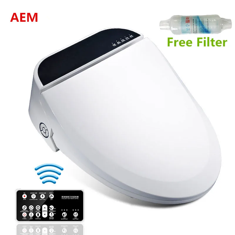 Smart Heated Toilet Seat WC Sitz Intelligent Water Closet Automatic Wash Dry Toilet Lid Cover Elongated Children Training Sit 6