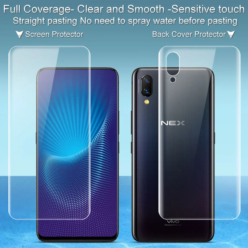 

2PCS Full coverage for VIVO Nex Screen protector and Back cover protector Imak All Standing Hydrogel Film for Vivo Nex S film