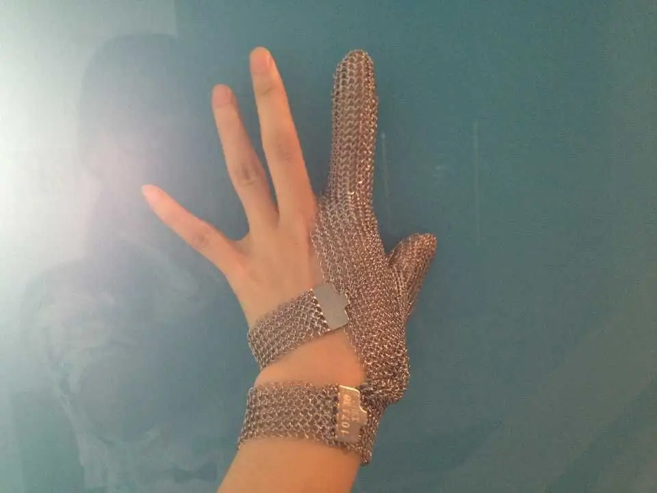 

314L welded mesh chain two finger protective security glove
